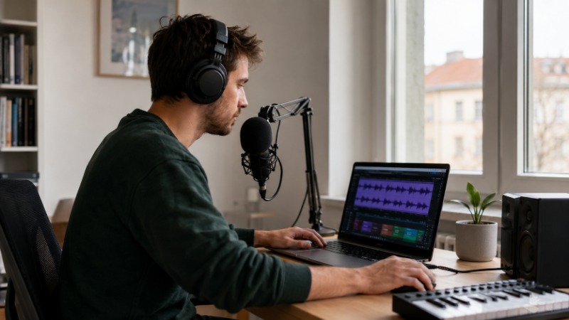 Tvůrce si doma buduje podcastové zákoutí a zkouší, co dnes zvládne AI hlas a hudba