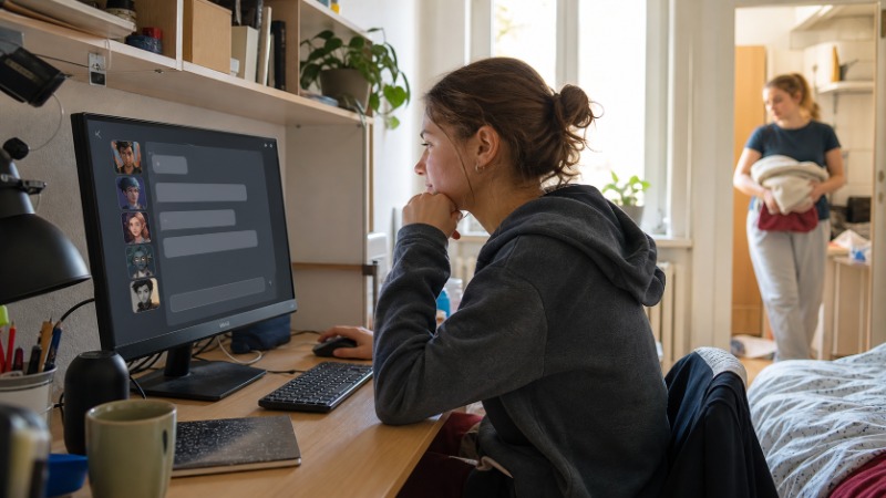 Telefon s otevřenou aplikací Character.AI a rozjetou konverzací s AI postavou